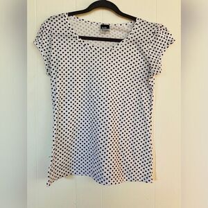 Vintage Judy Knapp Top Women’s XL White Tee Black Polka Dots